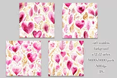Valentine's Day, Girly Pink Watercolor Seamless Patterns, s9 Product Image 2