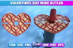 Valentines Day Wine Butler Laser Cut, Wine Glass Holder SVG Product Image 1