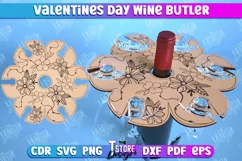 Valentines Day Wine Butler Laser Cut, Wine Glass Holder SVG Product Image 1