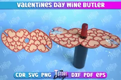 Valentines Day Wine Butler Laser Cut, Wine Glass Holder SVG Product Image 1