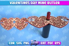 Valentines Day Wine Butler Laser Cut, Wine Glass Holder SVG Product Image 1