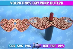 Valentines Day Wine Butler Laser Cut, Wine Glass Holder SVG Product Image 1