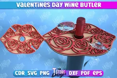 Valentines Day Wine Butler Laser Cut, Wine Glass Holder SVG Product Image 1