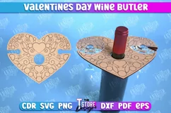 Valentines Day Wine Butler Laser Cut, Wine Glass Holder SVG Product Image 1