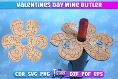 Valentines Day Wine Butler Laser Cut, Wine Glass Holder SVG Product Image 1