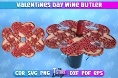 Valentines Day Wine Butler Laser Cut, Wine Glass Holder SVG Product Image 1