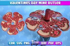 Valentines Day Wine Butler Laser Cut, Wine Glass Holder SVG Product Image 1