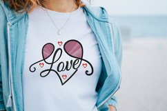 Love embroidery design shown on t-shirt