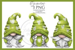 Green Valentines Gnomes Clipart Png - Hand Drawn Product Image 1