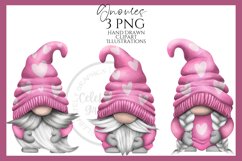 Pink Valentines Gnomes Clipart Png - Hand Drawn Product Image 1