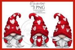 Red Valentines Gnomes Clipart Png - Hand Drawn Product Image 1