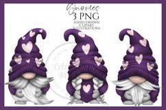 Purple Valentines Gnomes Clipart Png - Hand Drawn Product Image 1