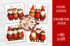 Valentines Gnome. Cute Gnome Square Coaster Product Image 1