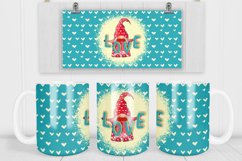 Valentines day gnomes mug sublimation design wrap 15 Oz, Valentines mug wrap design, Valentines gnome PNG.