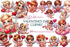 Valentine&#039;s Day Cherubs Watercolor Clipart Product Image 1