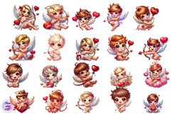 Valentine&#039;s Day Cherubs Watercolor Clipart Product Image 2