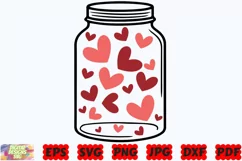 Valentine's Jar SVG | Valentine Mason Jar SVG |Jar Of Hearts Product Image 2