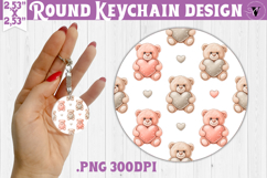 Round keychain | Valentine pattern | Valentine's day Product Image 1