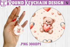 Round keychain | Valentine pattern | Valentine's day Product Image 1
