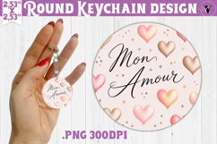 Round keychain | Valentine pattern | Valentine's day Product Image 1