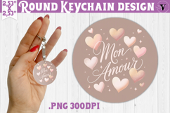 Round keychain | Valentine pattern | Valentine's day Product Image 1
