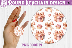 Round keychain | Valentine pattern | Valentine's day Product Image 1