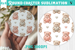 Round Coaster | Valentine pattern | Valentine's day Product Image 1