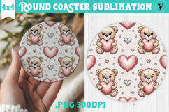 Round Coaster | Valentine pattern | Valentine's day Product Image 1
