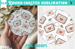 Round Coaster | Valentine pattern | Valentine's day Product Image 1