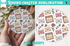 Round Coaster | Valentine pattern | Valentine's day Product Image 1