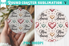 Round Coaster | Valentine pattern | Valentine's day Product Image 1