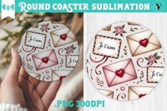 Round Coaster | Valentine pattern | Valentine's day Product Image 1