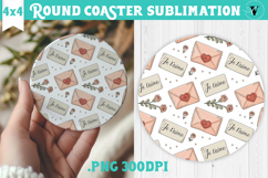 Round Coaster | Valentine pattern | Valentine's day Product Image 1