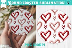 Round Coaster | Valentine pattern | Valentine's day Product Image 1