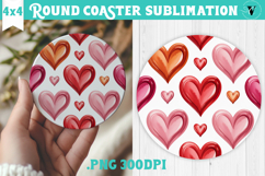 Round Coaster | Valentine pattern | Valentine's day Product Image 1