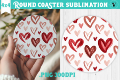 Round Coaster | Valentine pattern | Valentine's day Product Image 1