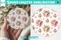 Round Coaster | Valentine pattern | Valentine's day Product Image 1