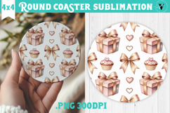 Round Coaster | Valentine pattern | Valentine's day Product Image 1