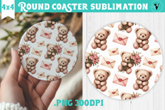 Round Coaster | Valentine pattern | Valentine's day Product Image 1