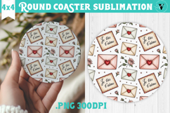 Round Coaster | Valentine pattern | Valentine's day Product Image 1
