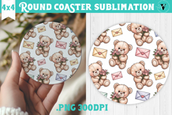 Round Coaster | Valentine pattern | Valentine's day Product Image 1