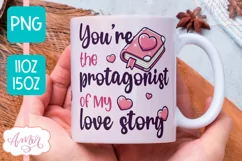 Valentines mug wrap PNG for book lovers, Book nerd mug Product Image 1