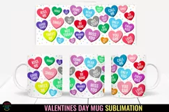 Valentine Conversation Hearts Mug Wrap Sublimation I Valentine Mugs PNG