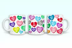 Valentine Conversation Hearts Mug Wrap Sublimation I Valentine Mugs PNG
