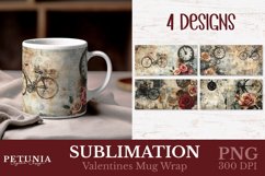 vintage valentines day mug wrap designs being used as valentines day mug sublimation prints