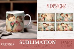 vintage valentines day mug wrap designs being used as valentines day mug sublimation prints