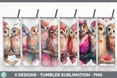 Bundle of six Valentines Owl sublimation tumbler designs.