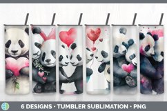 Bundle of six Valentines Panda sublimation tumbler designs.