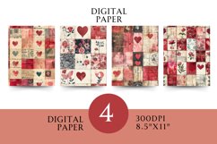 Valentines Patchwork Vintage Digital Paper