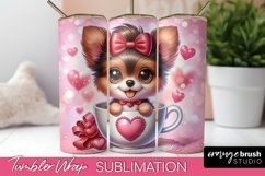 Valentine Tumbler Wrap, Valentines Day Puppy Sublimation Product Image 1